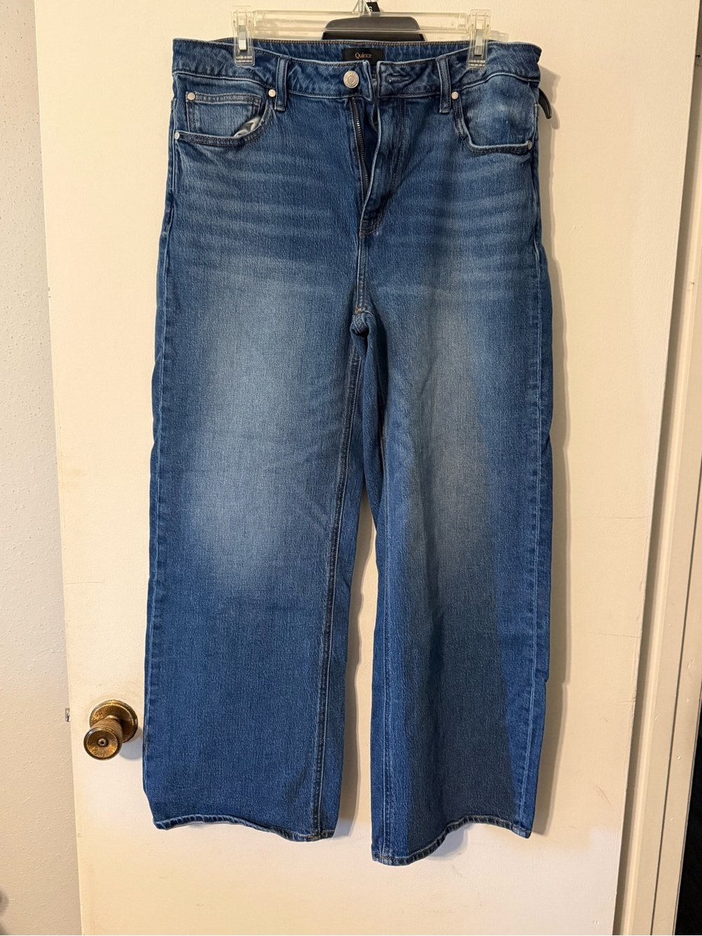 Quince Women’s Relaxed Wide-Leg Jeans in Mid Blue Wash